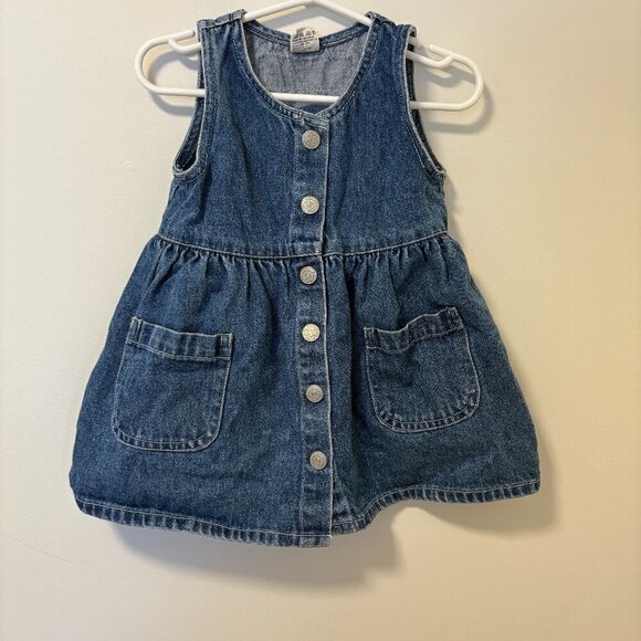 Roots Denim Jean Dress Button Up Vintage Toddler Baby 12 months - Picture 1 of 7